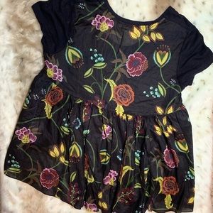 Anthropologie Deletta Floral Back Top
